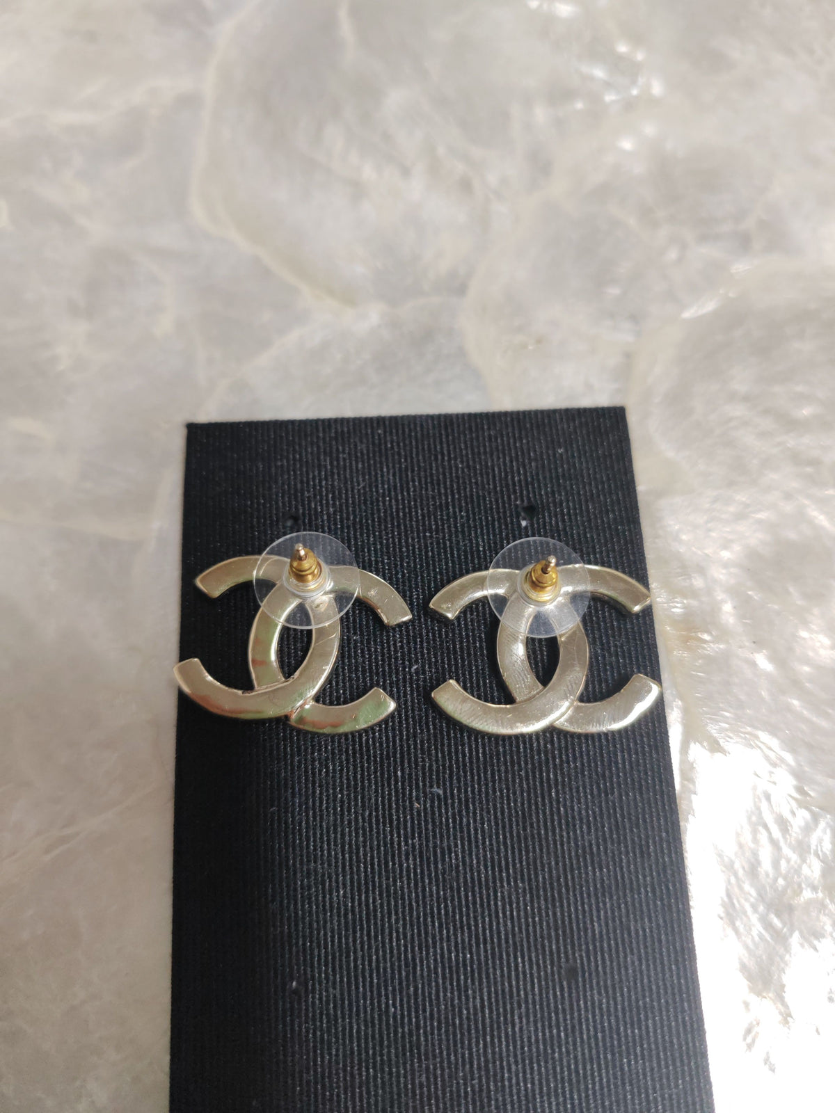 Chanel - Other - Gold-tone metal with clear rhinestone embellishments. - Gold