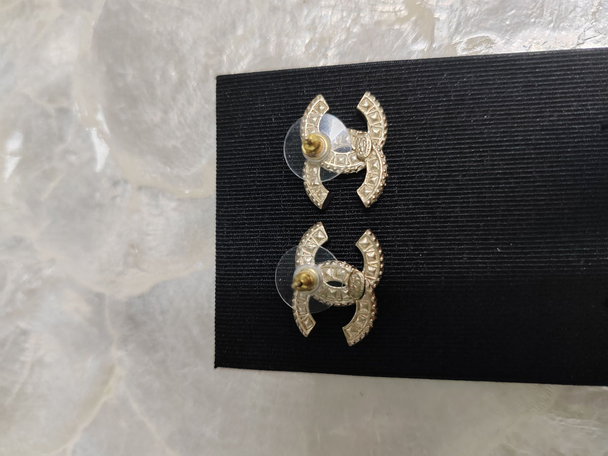 Chanel - Other - Gold-tone metal with clear rhinestone embellishments - Gold