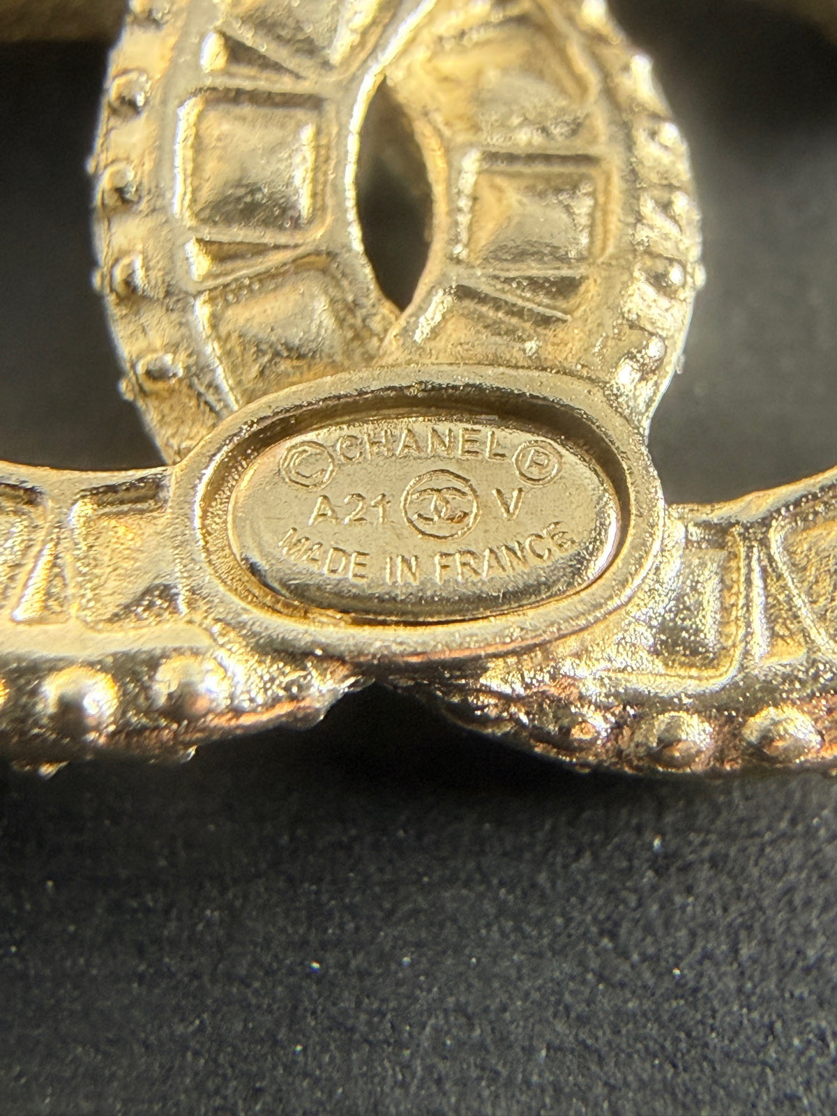 Chanel - Other - Gold-tone metal with clear rhinestone embellishments - Gold