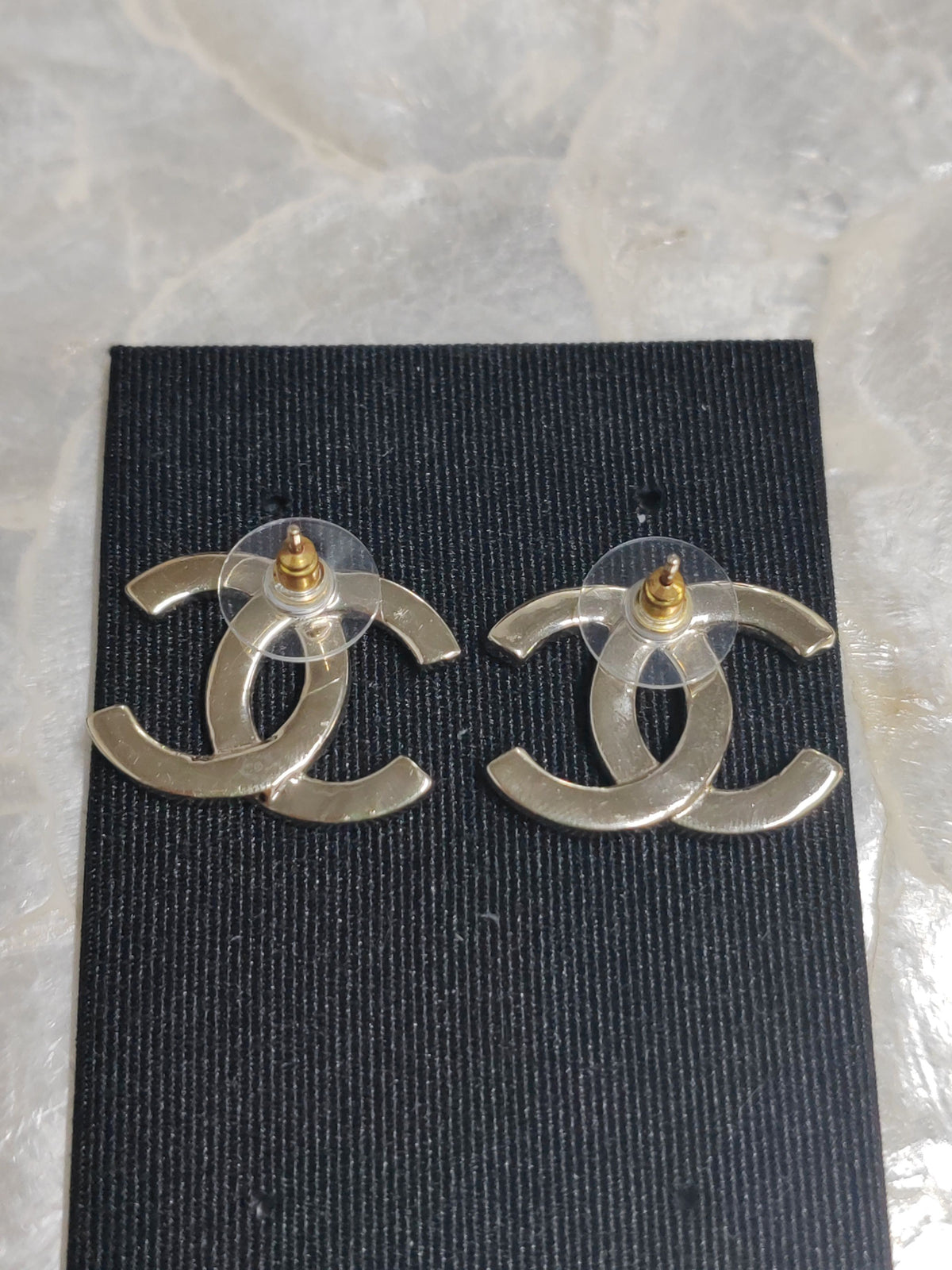 Chanel - Other - Gold-tone metal with clear rhinestone embellishments. - Gold