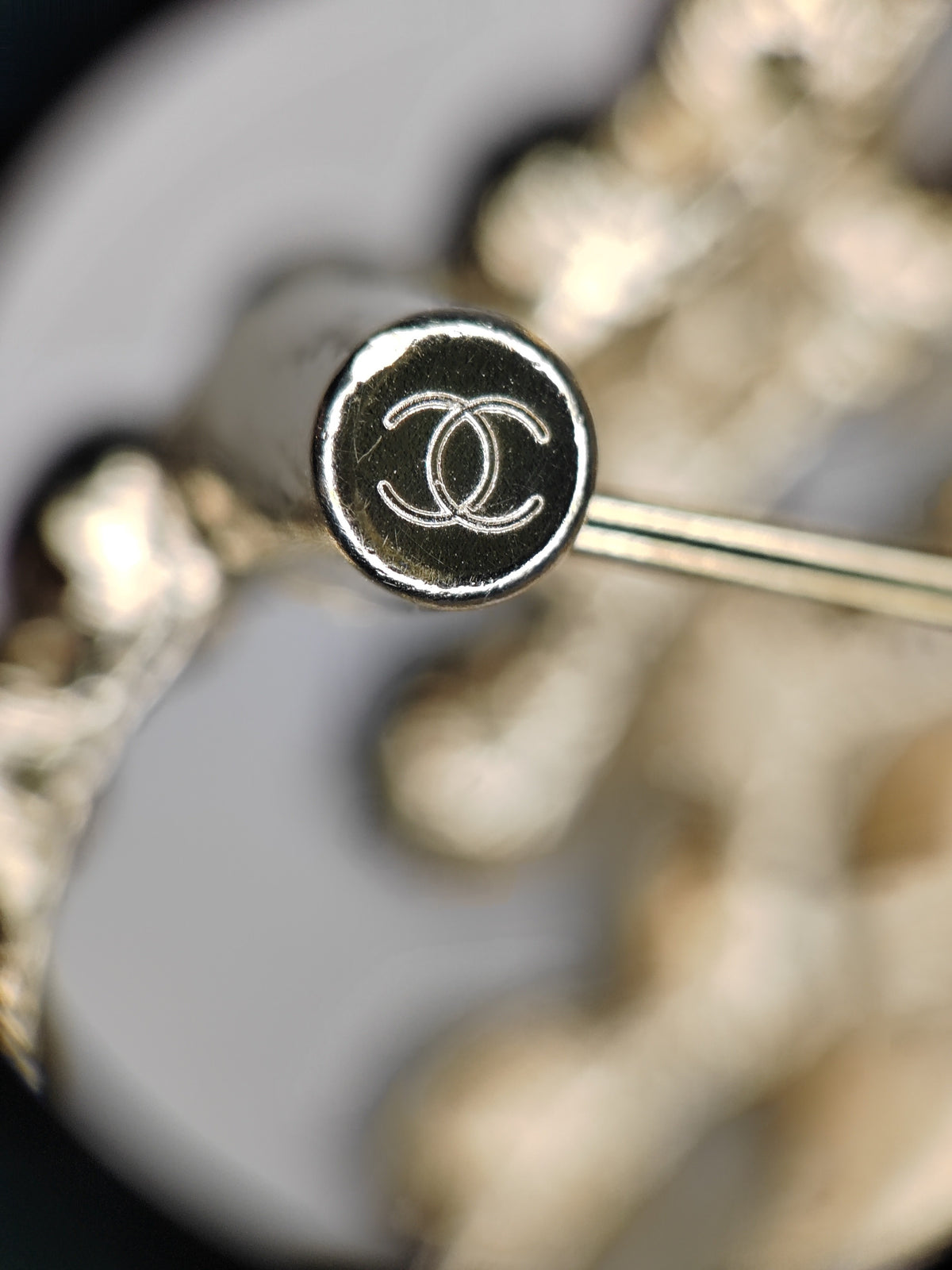 Chanel - Other - Gold-tone metal with clear rhinestones and faux pearls. - Gold