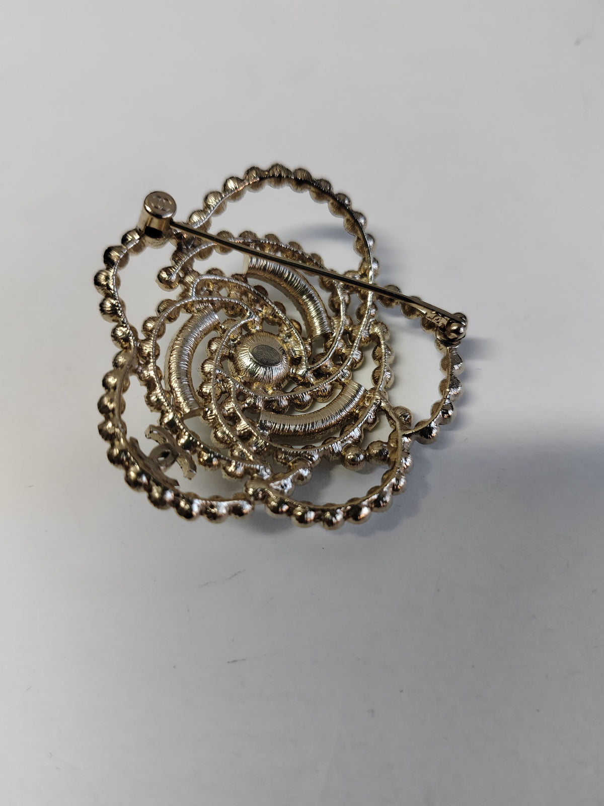 Chanel - Other - Gold-tone metal with clear rhinestones and faux pearls. - Gold