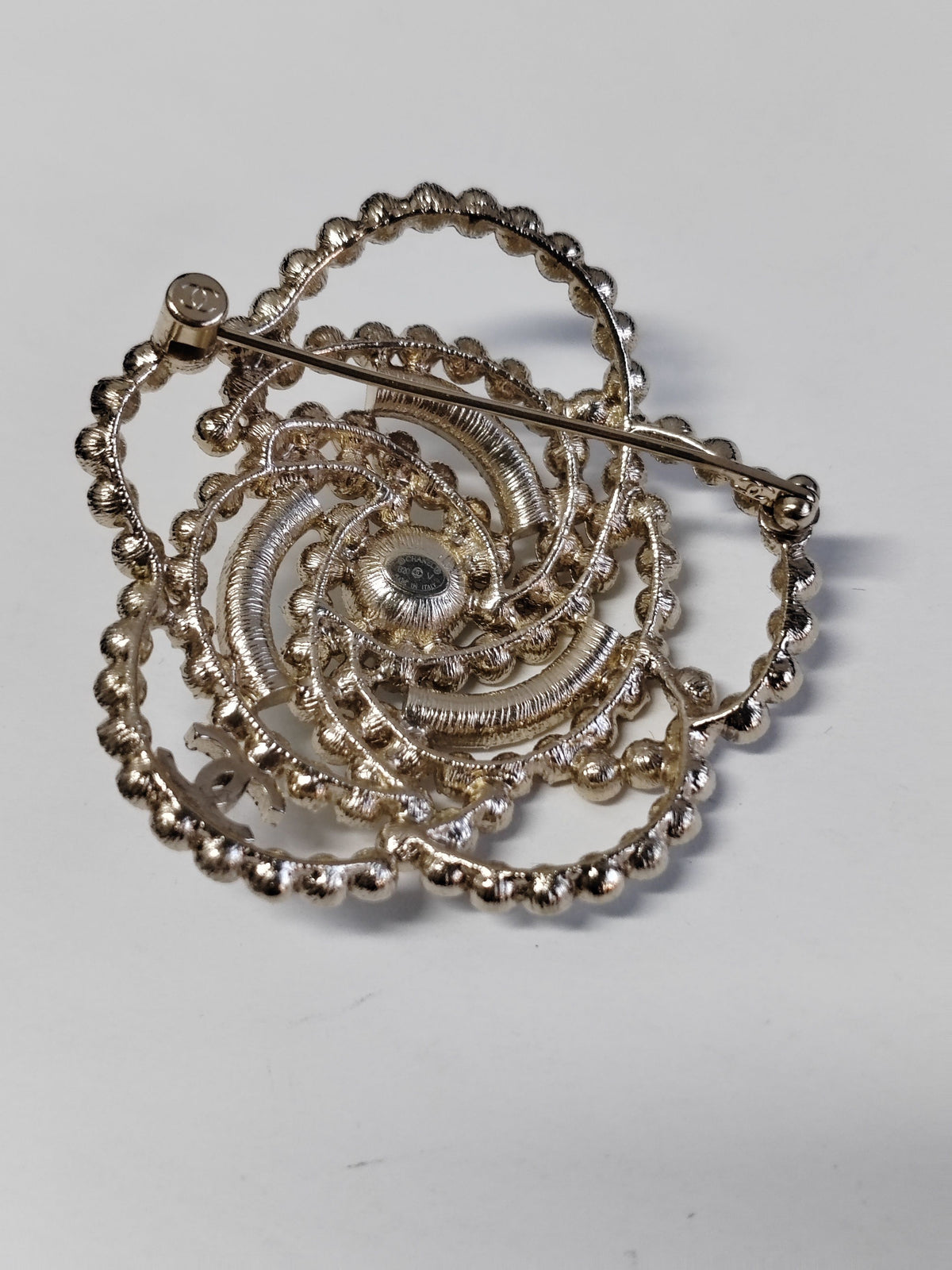 Chanel - Other - Gold-tone metal with clear rhinestones and faux pearls. - Gold