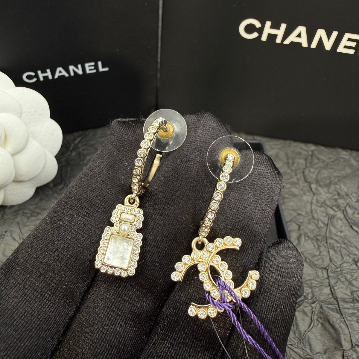 Chanel - Other - Gold-tone metal with clear rhinestones and pearl-like and iridescent accents; exact stone composition is unknown. - Gold