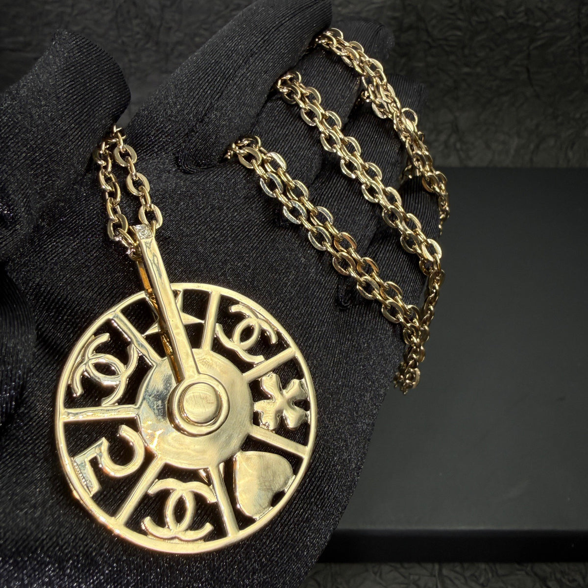 Chanel - Other - Gold-tone metal with crystal-style rhinestones and a faux pearl. - Gold