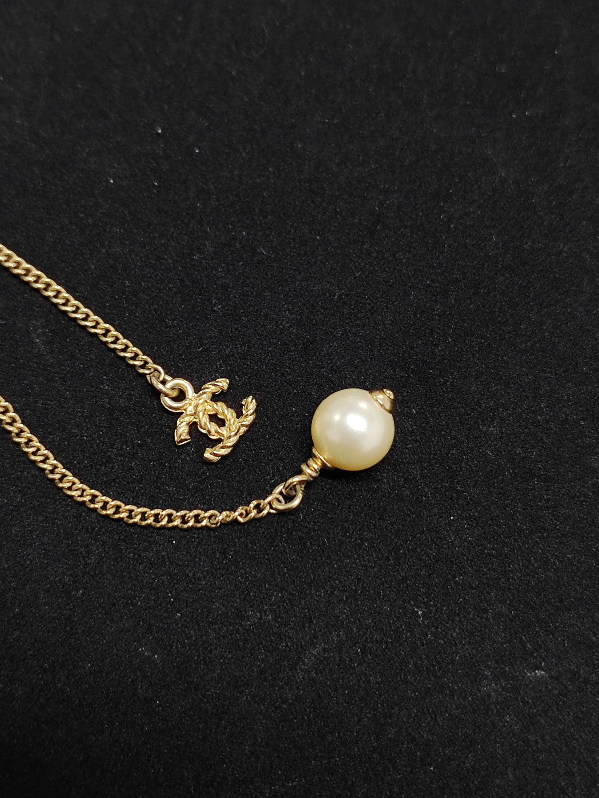 Chanel - Other - Gold-tone metal with faux pearl beads and clear crystal embellishments. - Gold