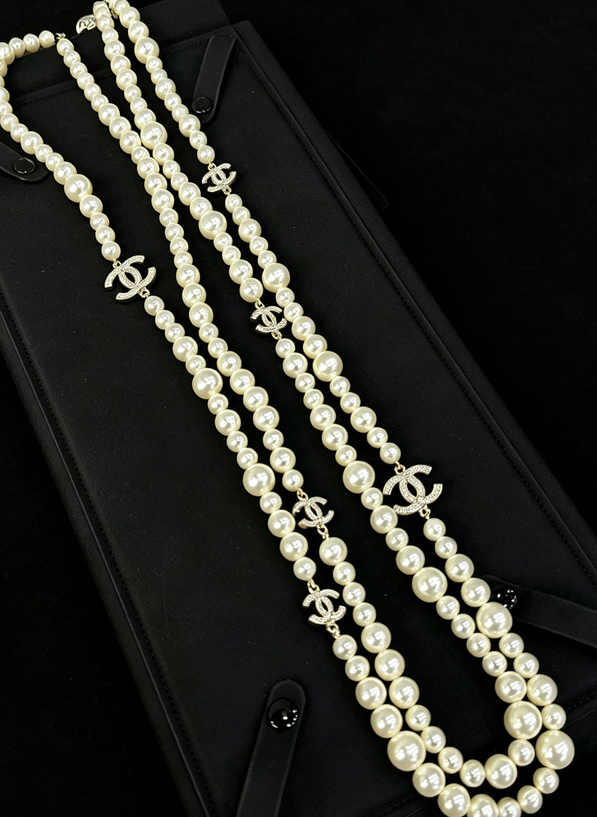 Chanel - Other - Gold-tone metal with faux pearl beads and crystal accents. - White