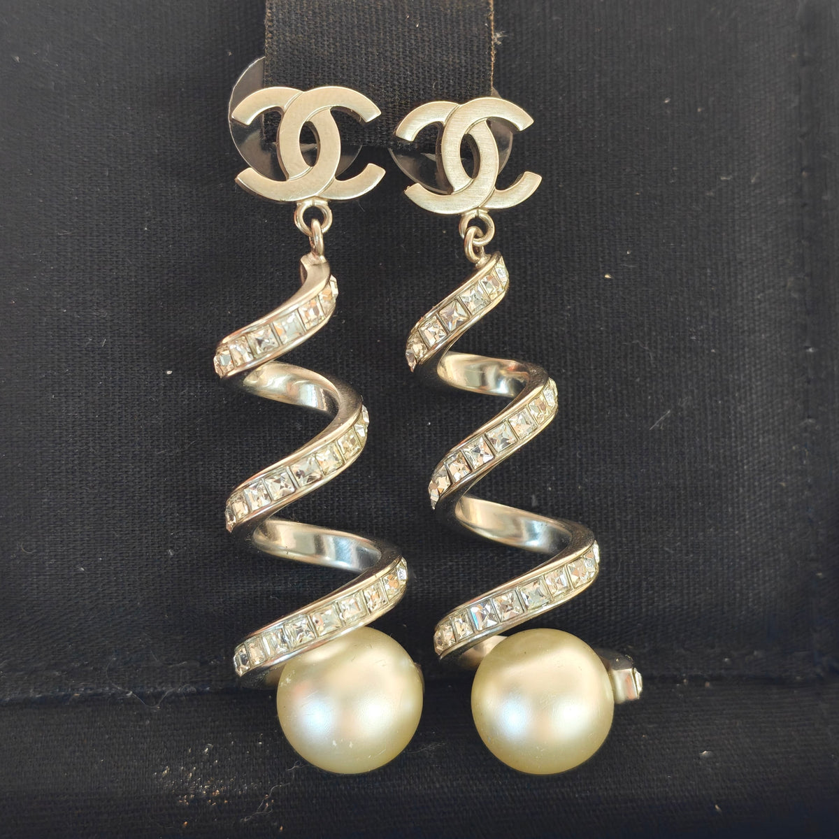 Chanel - Other - Gold-tone metal with faux pearl drops and clear crystal accents. - Gold