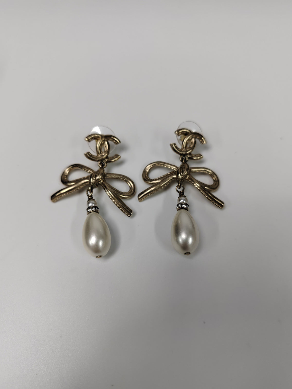 Chanel - Other - Gold-tone metal with faux pearl drops and crystal accents. - Gold