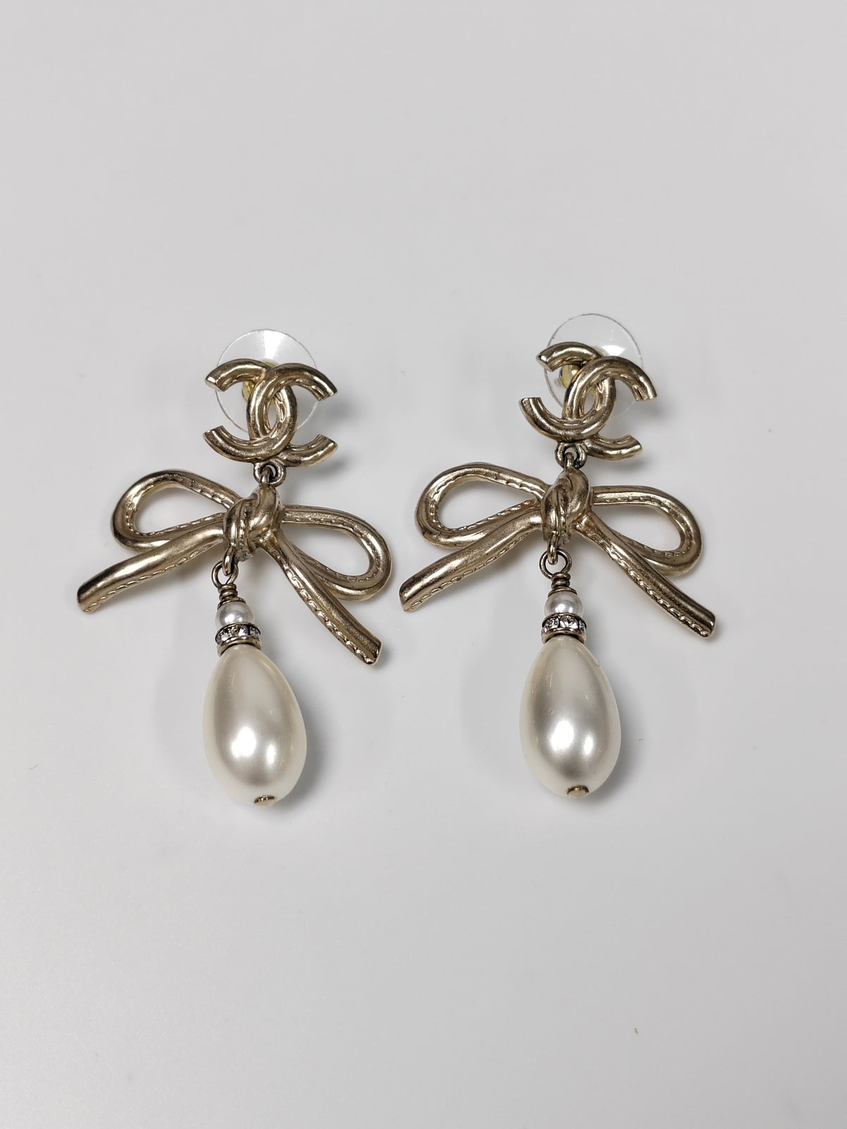 Chanel - Other - Gold-tone metal with faux pearl drops and crystal accents. - Gold