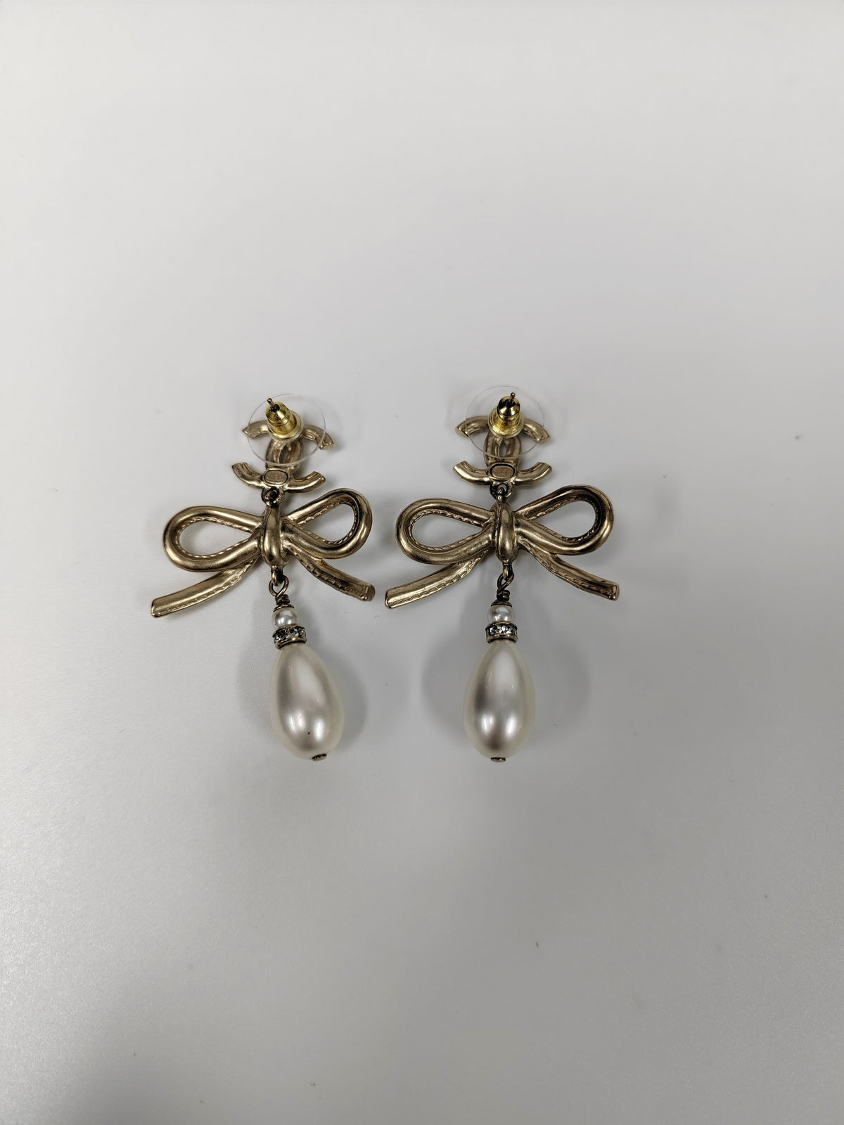 Chanel - Other - Gold-tone metal with faux pearl drops and crystal accents. - Gold