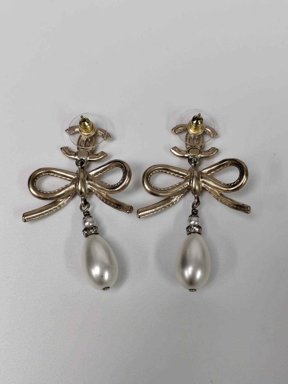 Chanel - Other - Gold-tone metal with faux pearl drops and crystal accents. - Gold