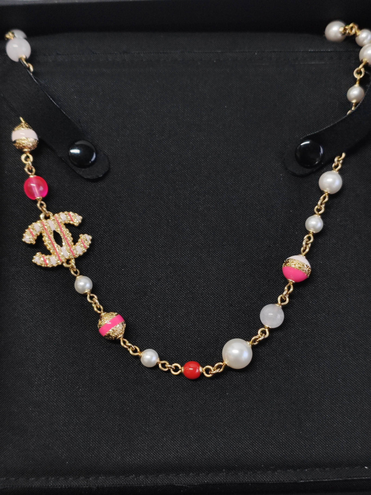 Chanel - Other - Gold-tone metal with faux pearl-style beads and enamel accents. - Multicolour