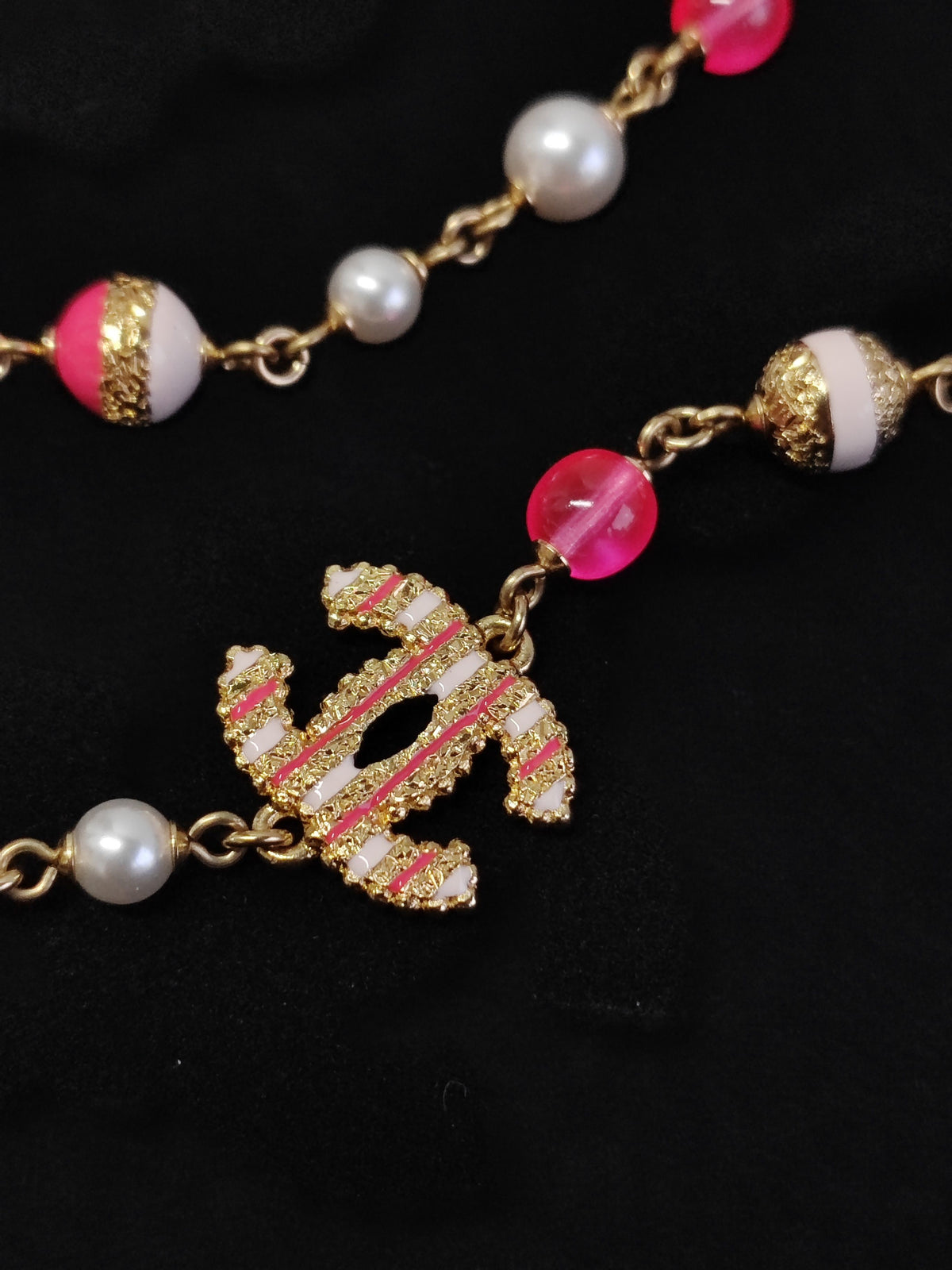 Chanel - Other - Gold-tone metal with faux pearl-style beads and enamel accents. - Multicolour