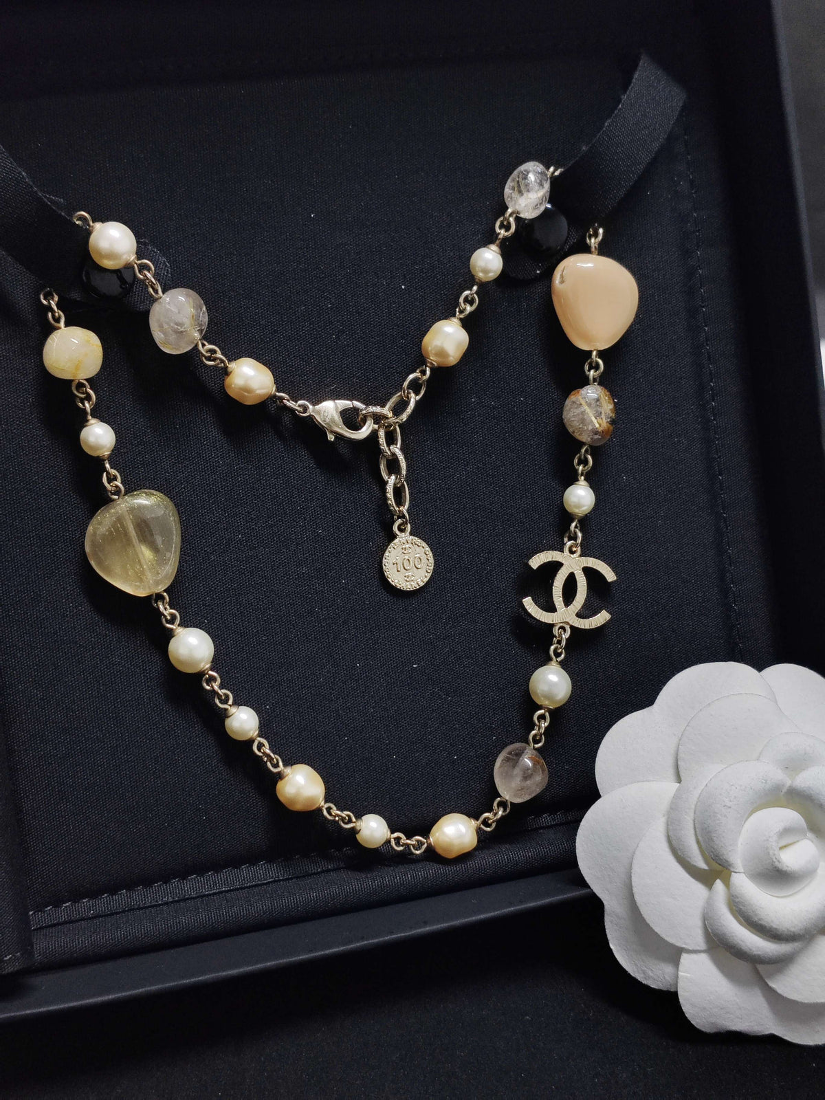 Chanel - Other - Gold-tone metal with faux pearls and assorted decorative beads. - Gold