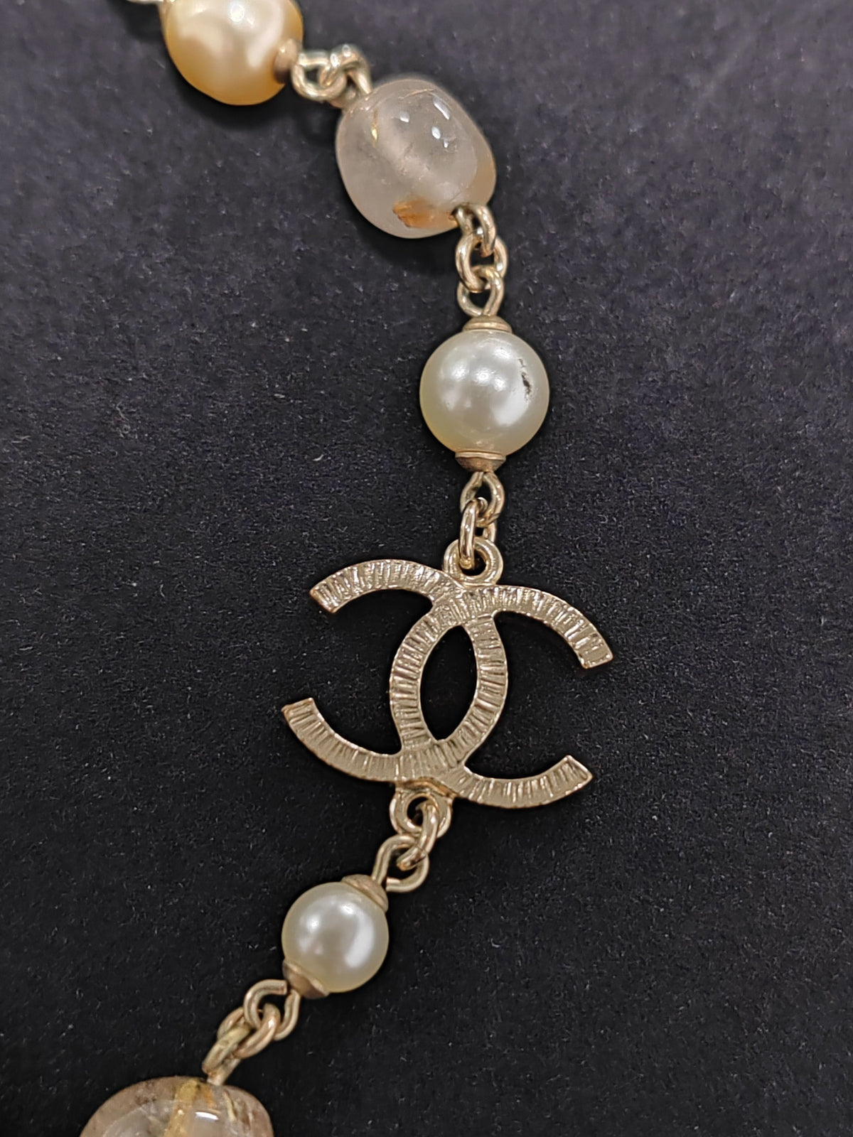 Chanel - Other - Gold-tone metal with faux pearls and assorted decorative beads. - Gold