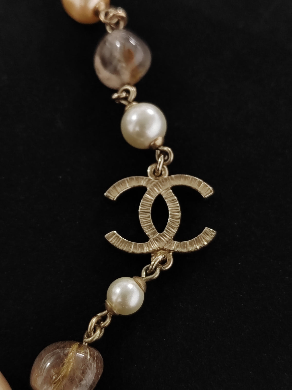 Chanel - Other - Gold-tone metal with faux pearls and assorted decorative beads. - Gold