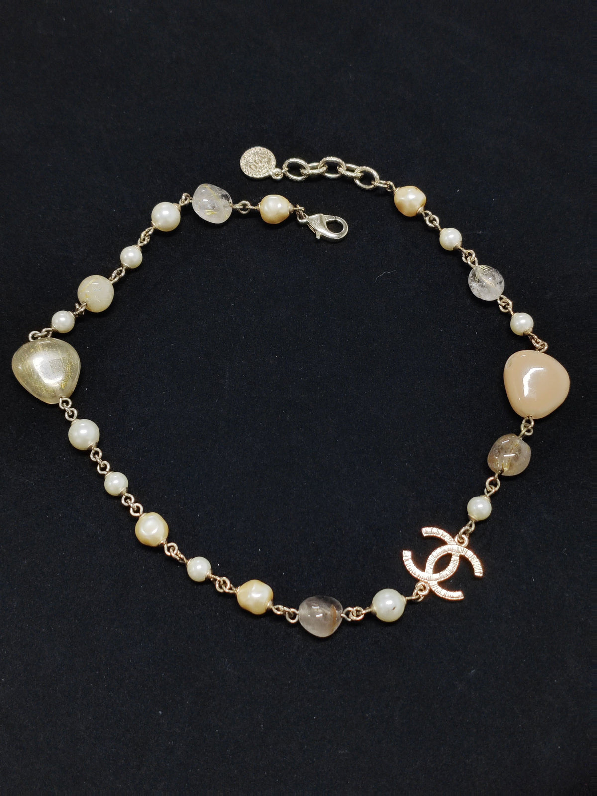 Chanel - Other - Gold-tone metal with faux pearls and assorted decorative beads. - Gold