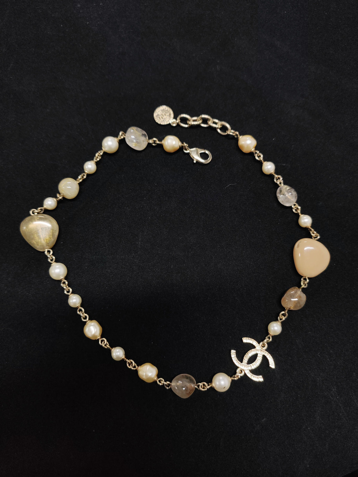 Chanel - Other - Gold-tone metal with faux pearls and assorted decorative beads. - Gold