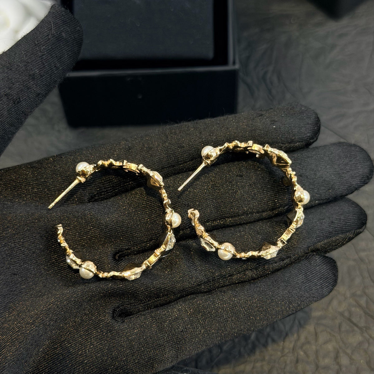 Chanel - Other - Gold-tone metal with faux pearls and clear crystal embellishments - Gold