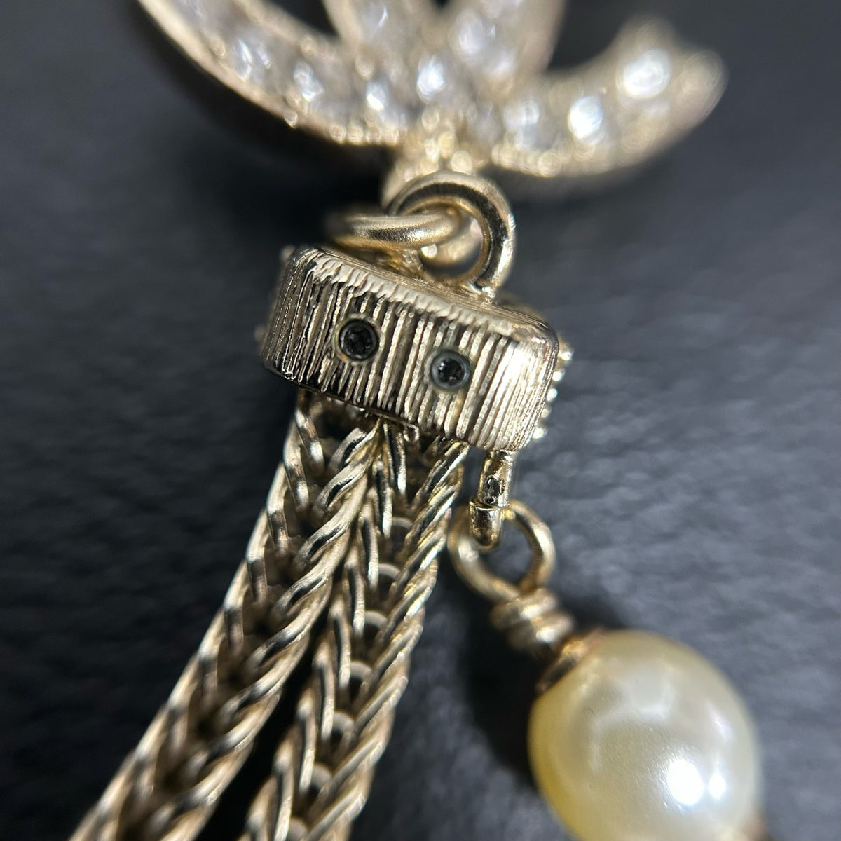 Chanel - Other - Gold-tone metal with faux pearls and clear rhinestone-style stones. - Gold