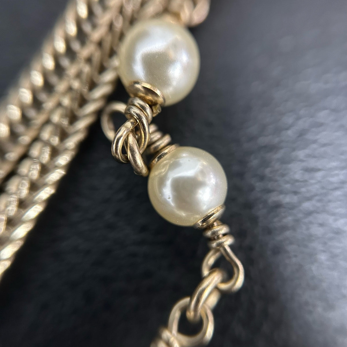 Chanel - Other - Gold-tone metal with faux pearls and clear rhinestone-style stones. - Gold