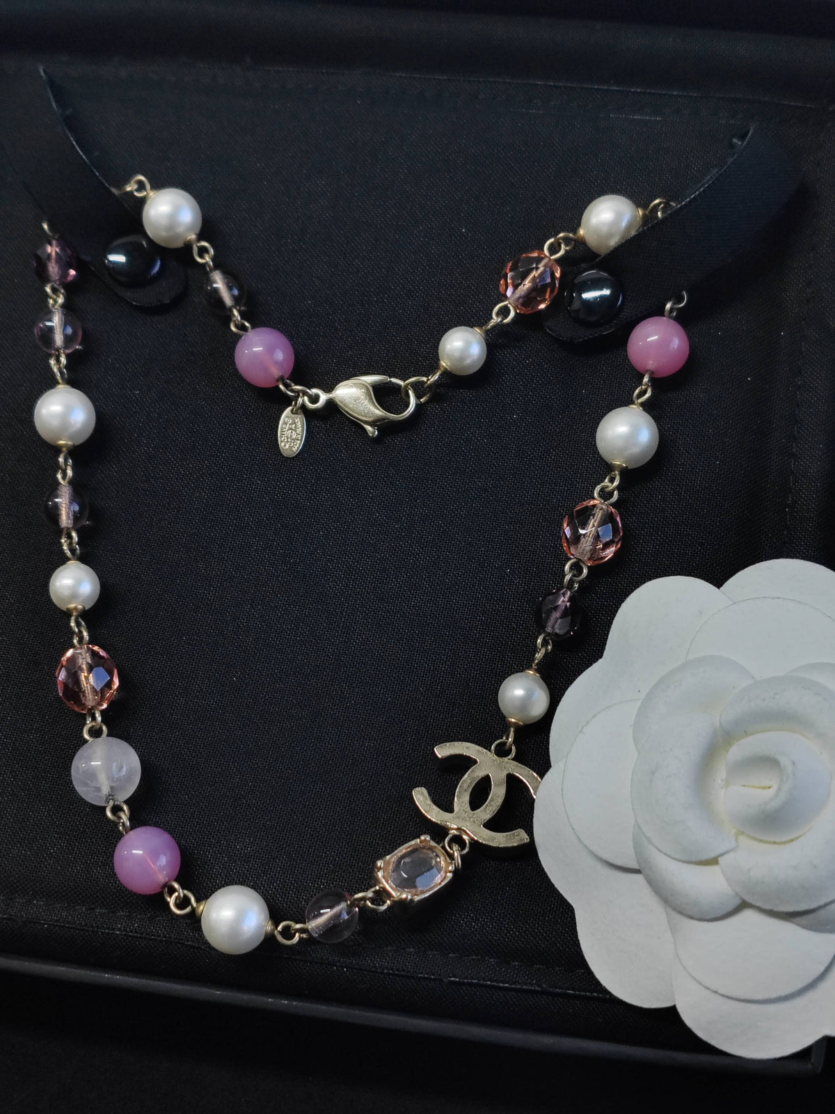 Chanel - Other - Gold-tone metal with faux pearls and multicoloured bead embellishments. - Multicolour