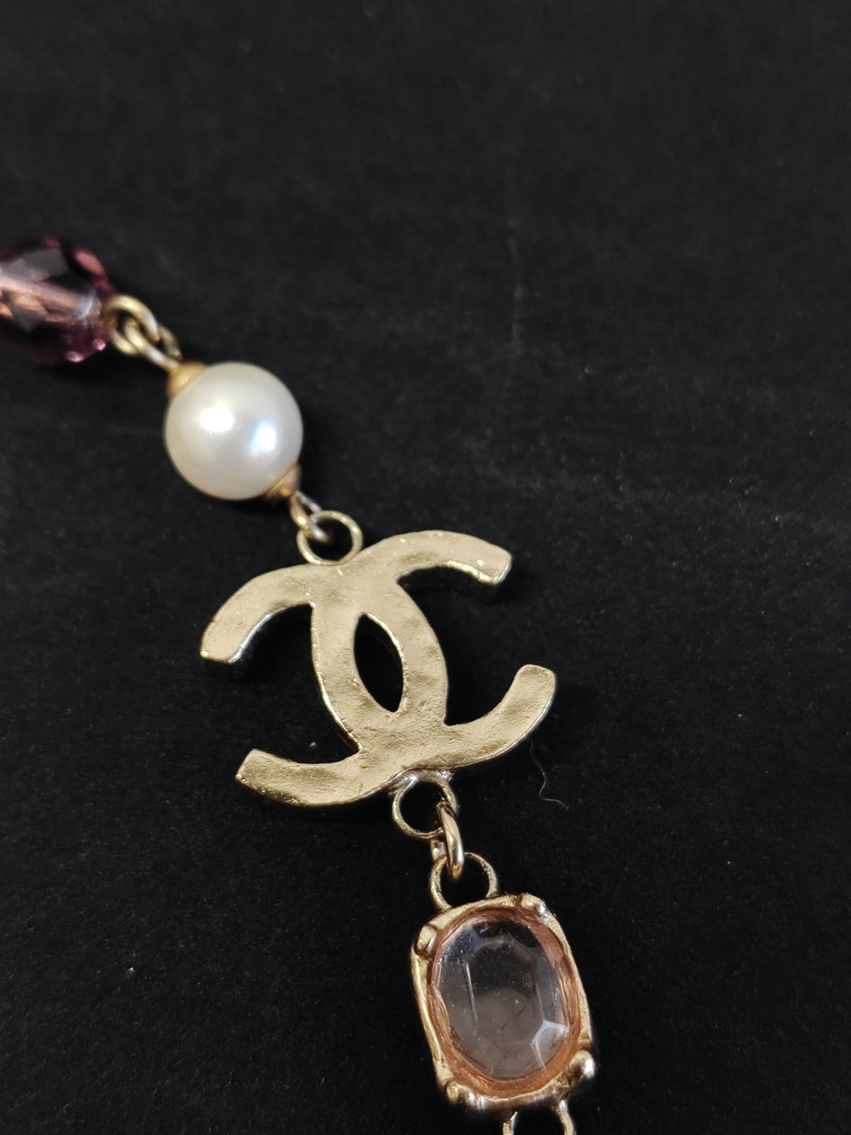 Chanel - Other - Gold-tone metal with faux pearls and multicoloured bead embellishments. - Multicolour