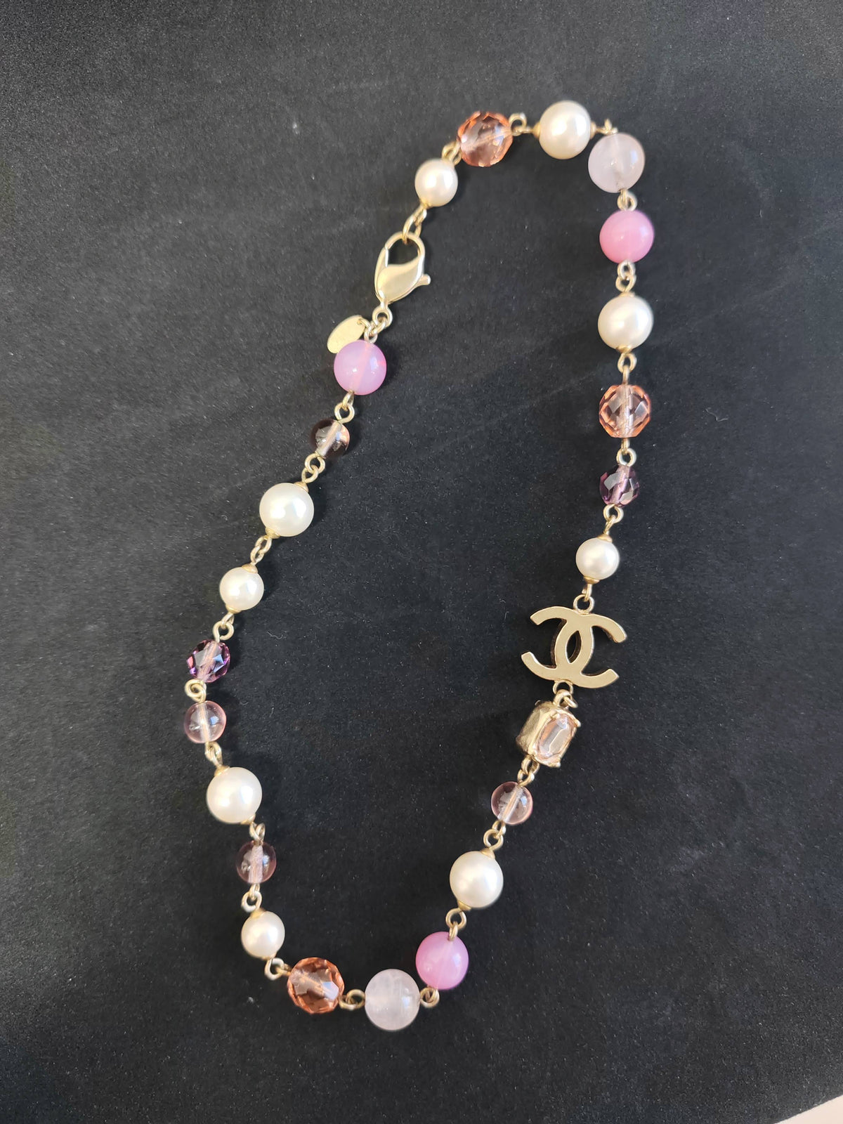 Chanel - Other - Gold-tone metal with faux pearls and multicoloured bead embellishments. - Multicolour
