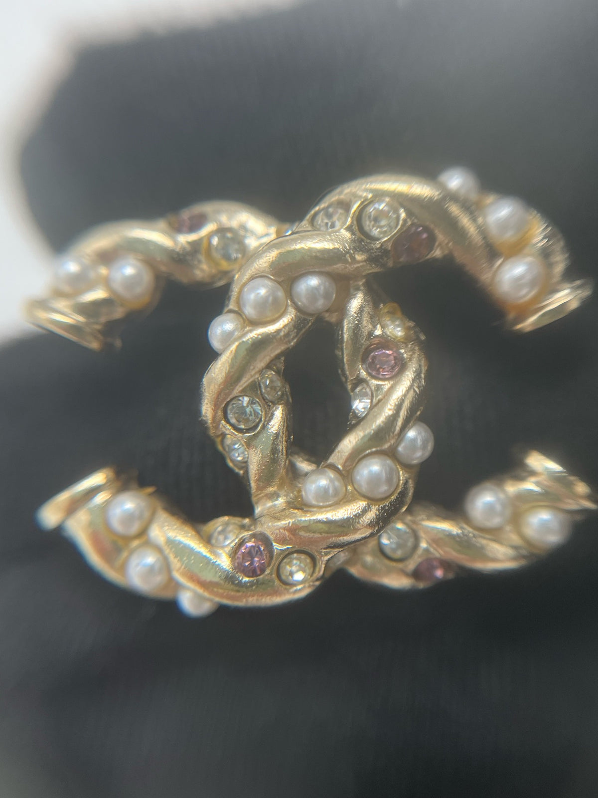 Chanel - Other - Gold-tone metal with faux pearls and rhinestones. - Gold