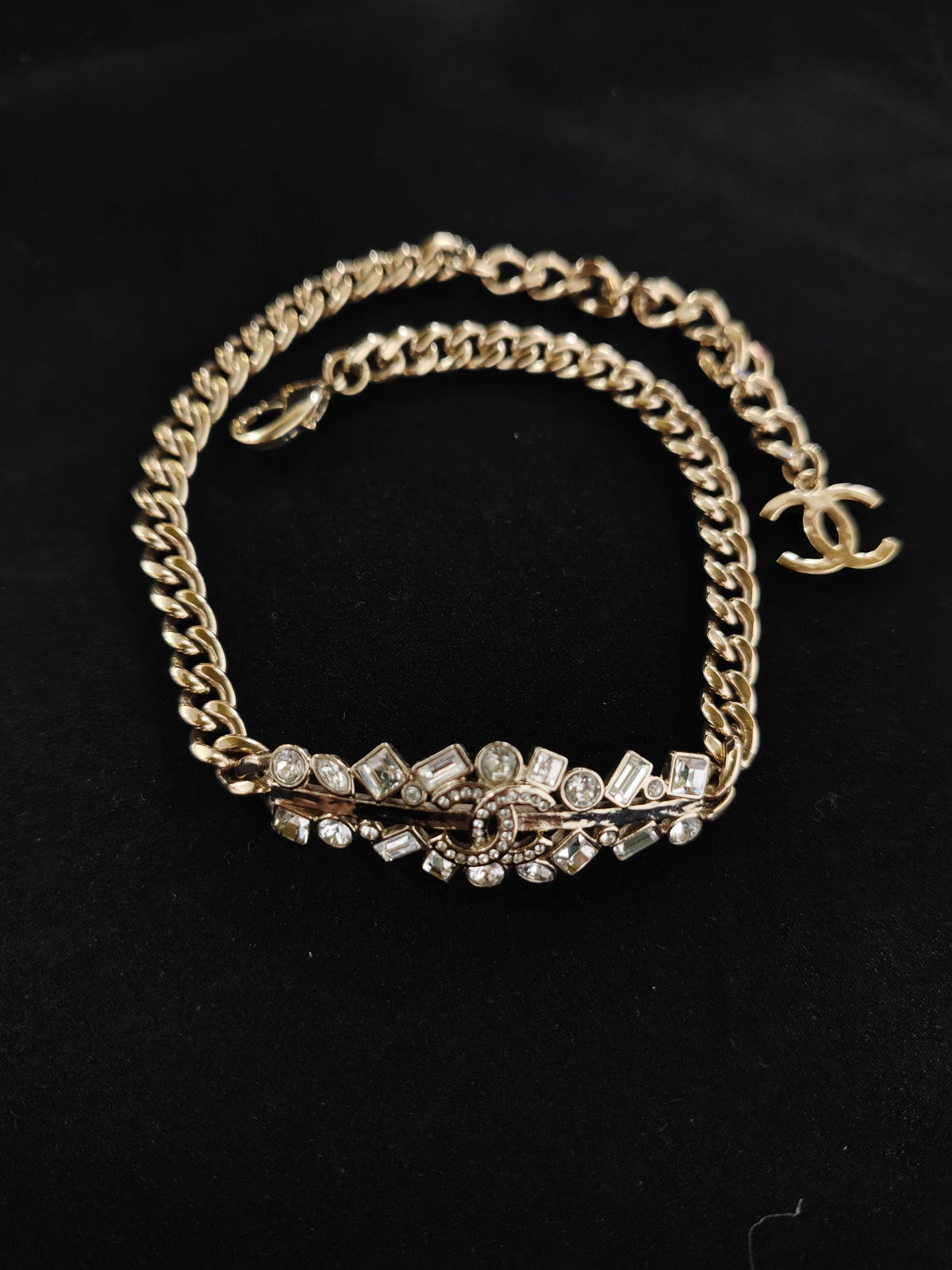 Chanel - Other - Gold-tone metal with glass rhinestone embellishments - Gold