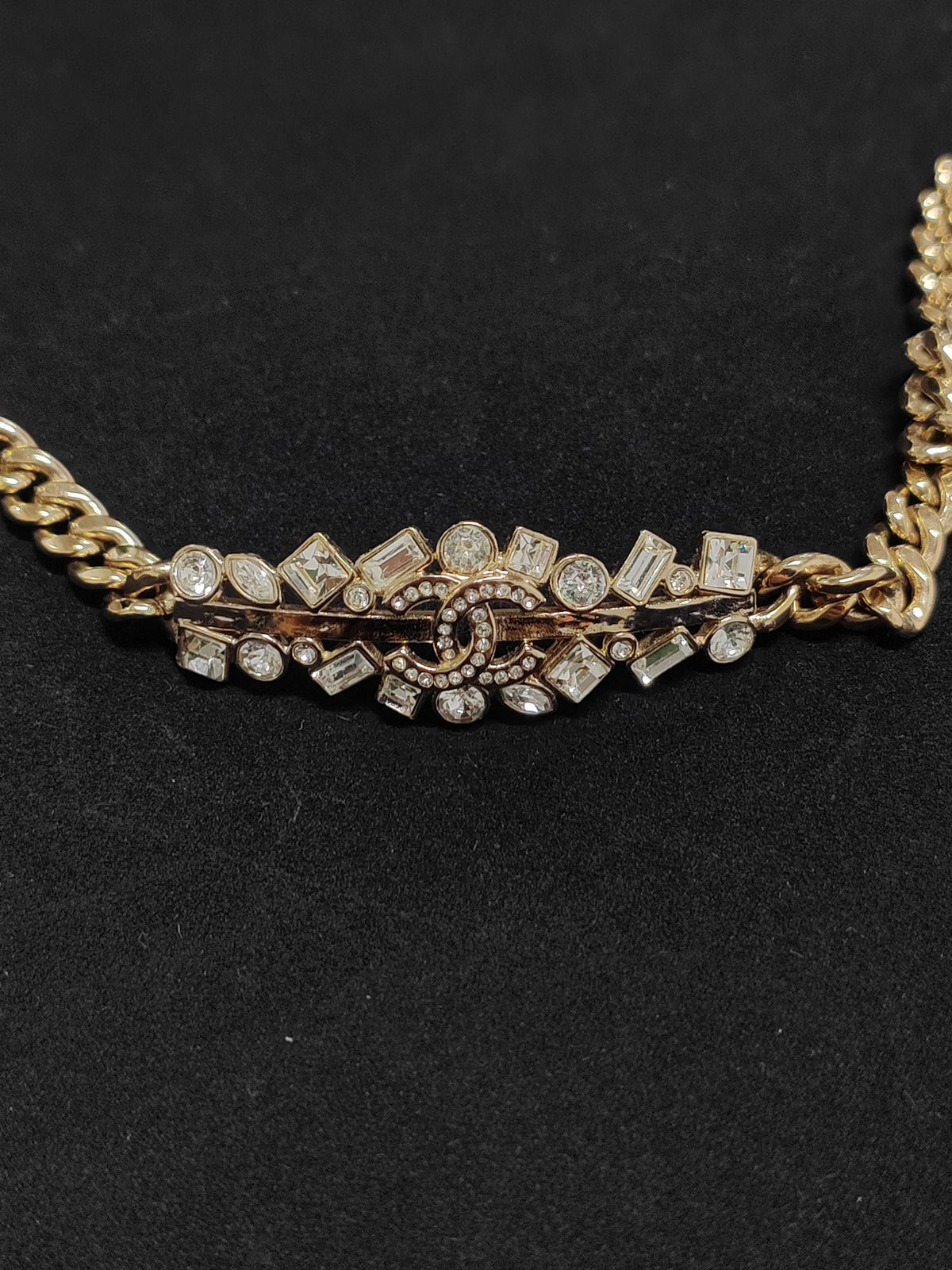 Chanel - Other - Gold-tone metal with glass rhinestone embellishments - Gold