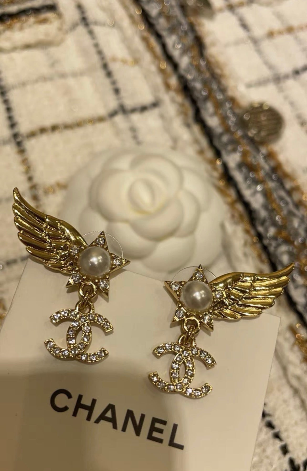 Chanel - Other - Gold-tone metal with glass rhinestones and faux pearl accents. - Gold