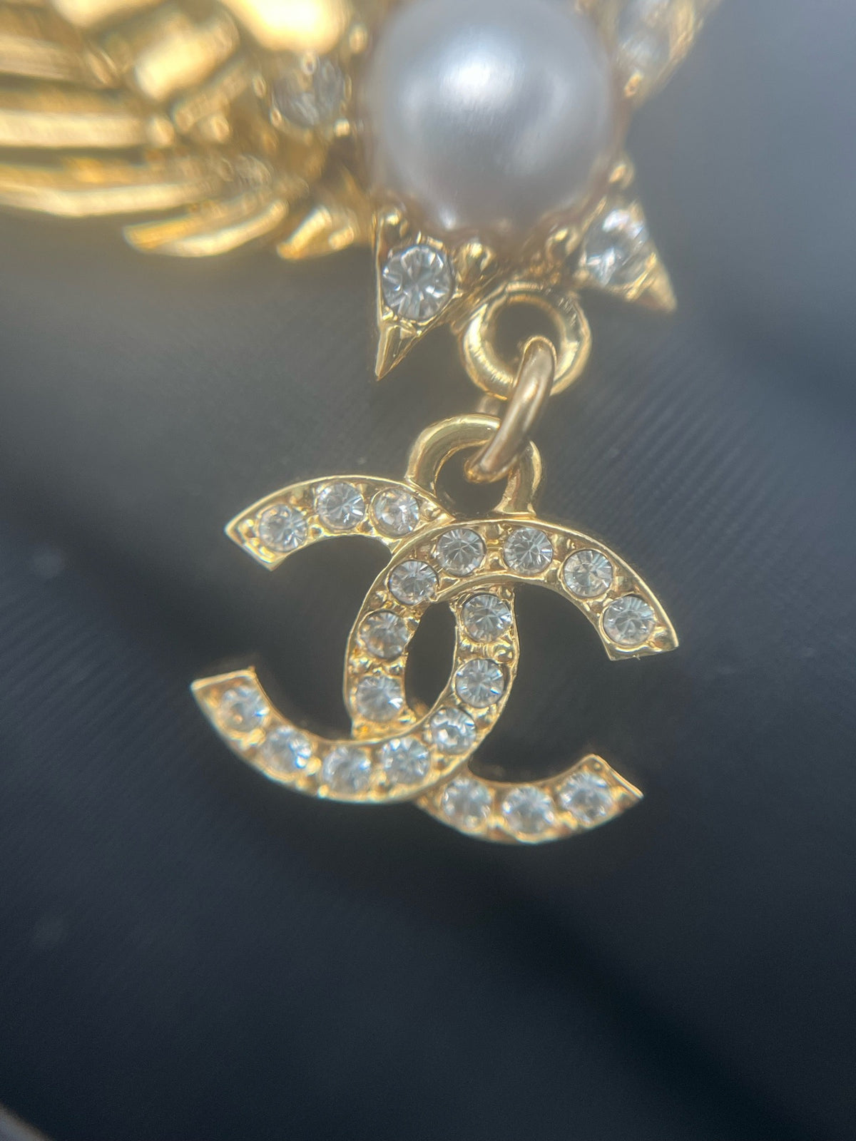 Chanel - Other - Gold-tone metal with glass rhinestones and faux pearl accents. - Gold