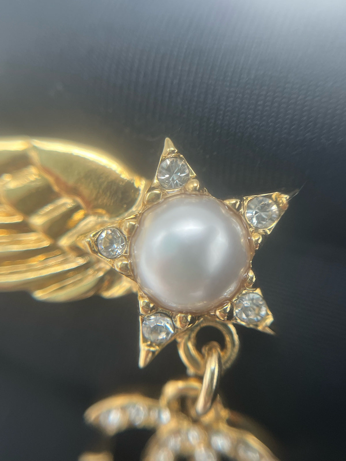 Chanel - Other - Gold-tone metal with glass rhinestones and faux pearl accents. - Gold