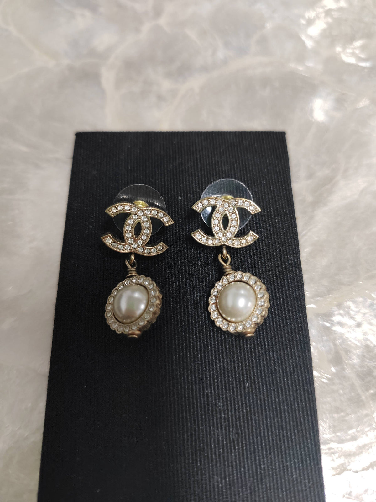 Chanel - Other - Gold-tone metal with glass rhinestones and faux pearl accents. - Gold
