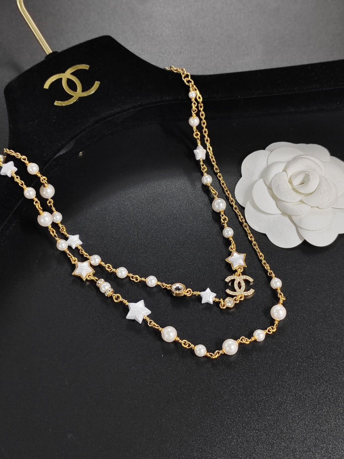 Chanel - Other - Gold-tone metal with imitation pearl and crystal or rhinestone accents - Gold