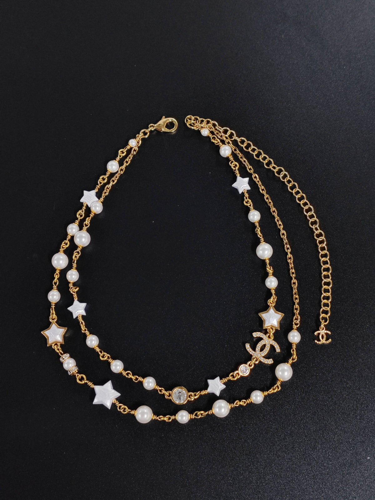 Chanel - Other - Gold-tone metal with imitation pearl and crystal or rhinestone accents - Gold