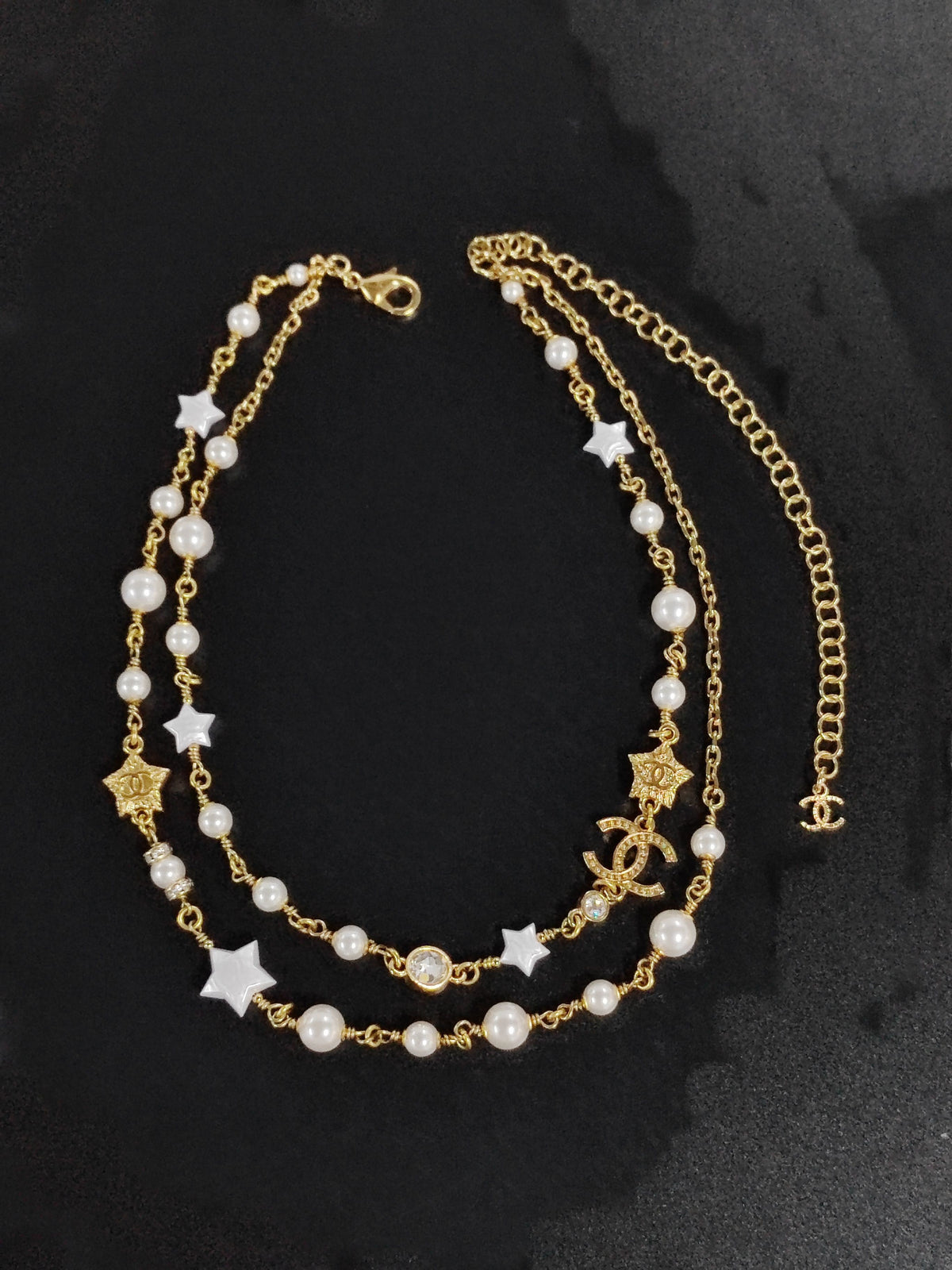 Chanel - Other - Gold-tone metal with imitation pearl and crystal or rhinestone accents - Gold