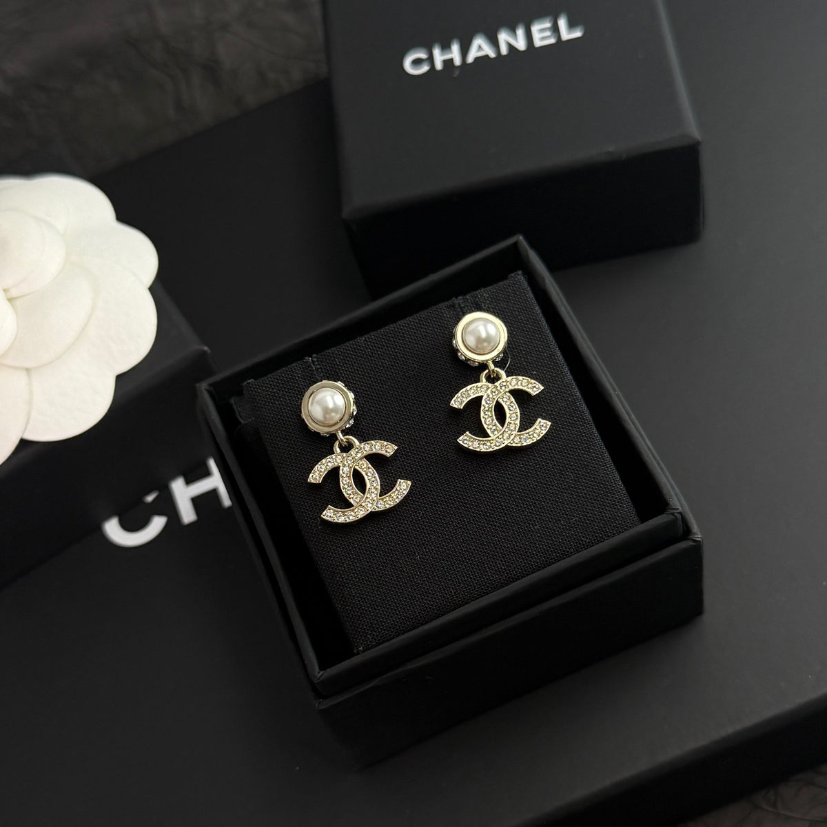 Chanel - Other - Gold-tone metal with imitation pearl and rhinestone accents. - Gold