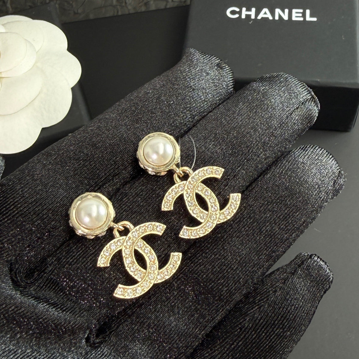 Chanel - Other - Gold-tone metal with imitation pearl and rhinestone accents. - Gold