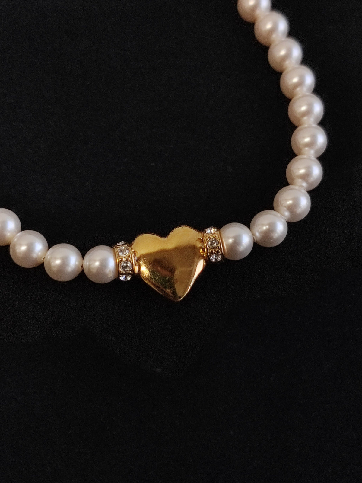 Chanel - Other - Gold-tone metal with imitation pearl beads and clear rhinestone accents. - White