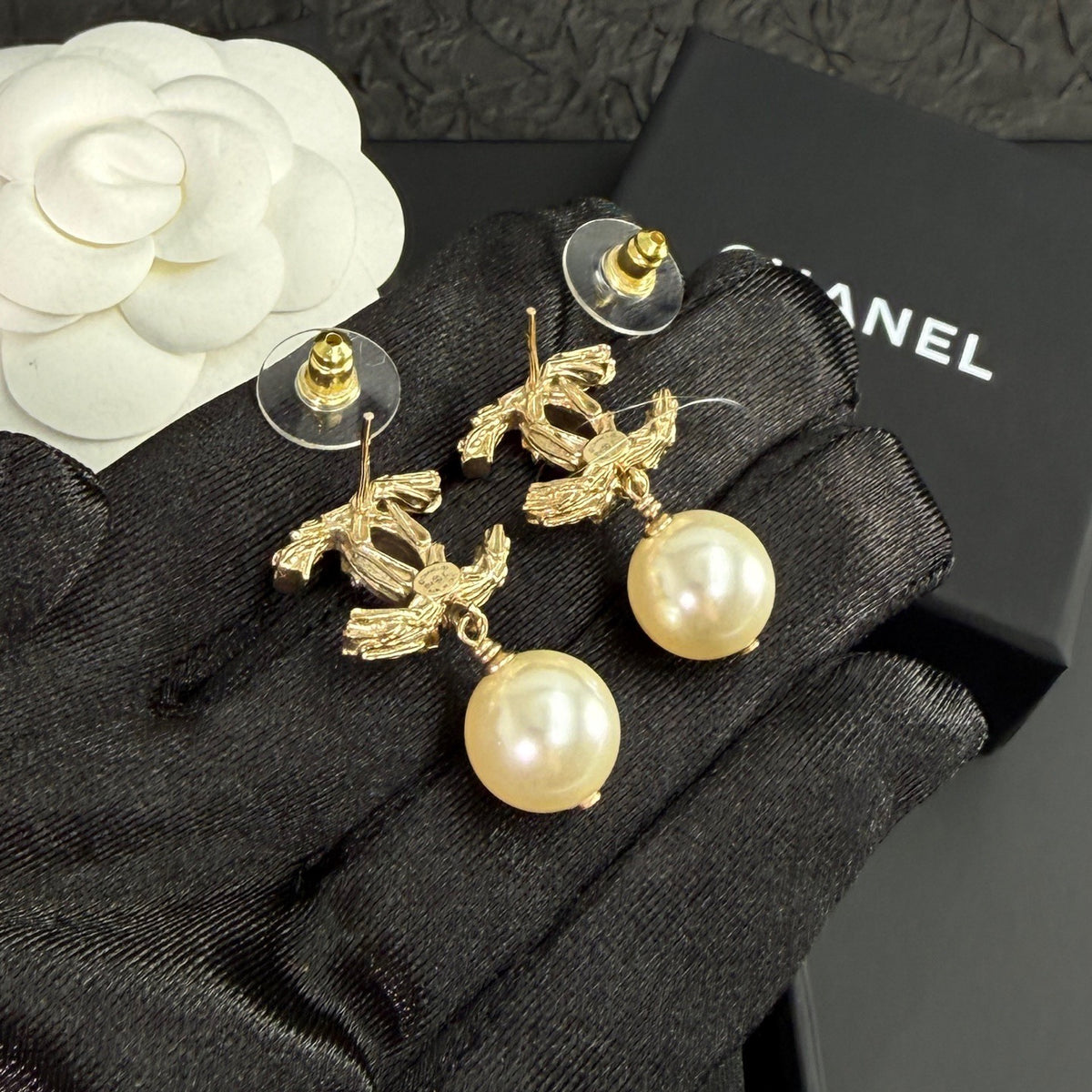 Chanel - Other - Gold-tone metal with imitation pearls and clear stone accents. - Gold