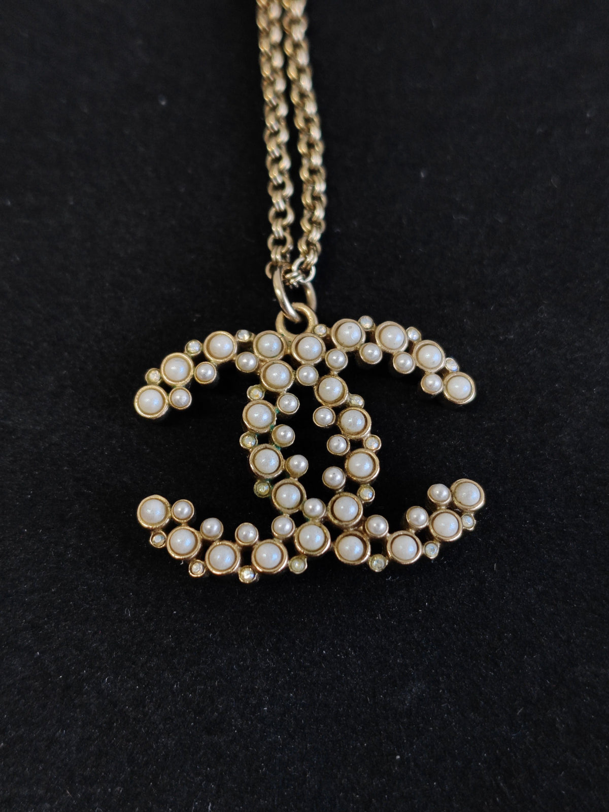 Chanel - Other - Gold-tone metal with imitation pearls and crystal accents. - Gold