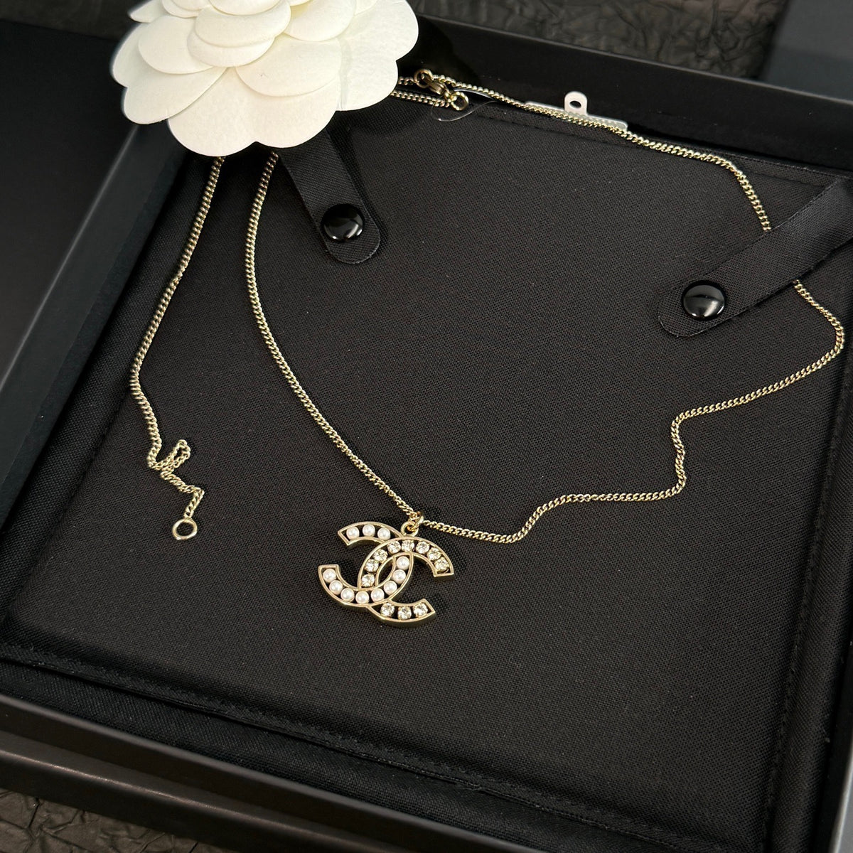 Chanel - Other - Gold-tone metal with imitation pearls and crystal embellishments. - Gold