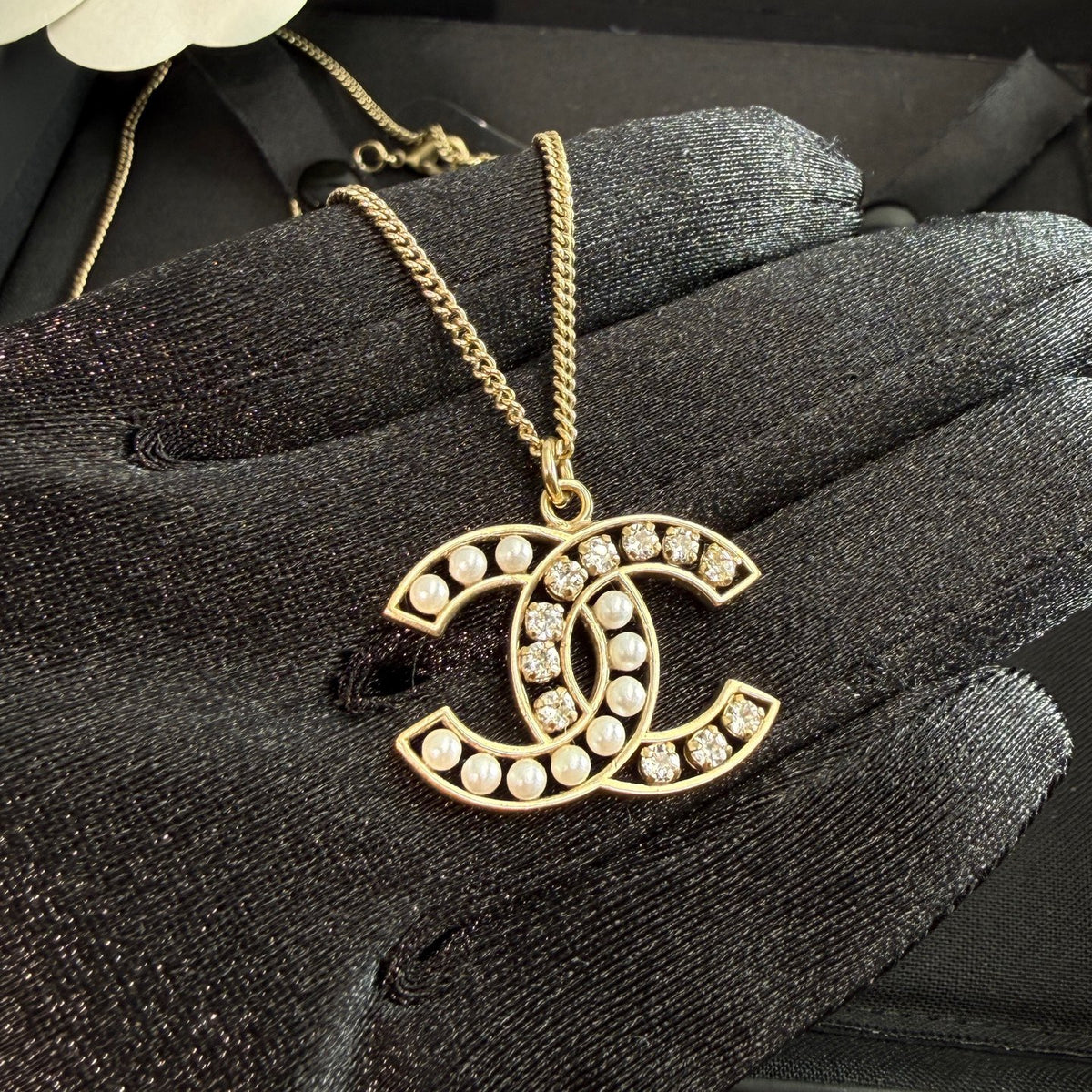 Chanel - Other - Gold-tone metal with imitation pearls and crystal embellishments. - Gold