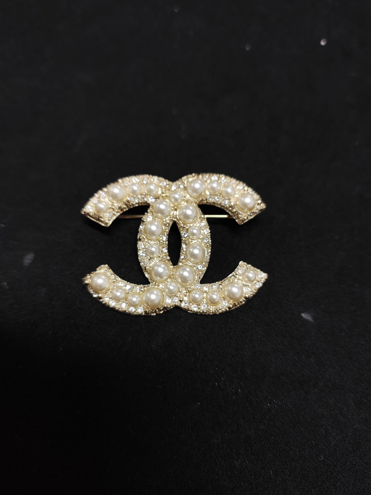 Chanel - Other - Gold-tone metal with imitation pearls and glass rhinestone accents. - Gold