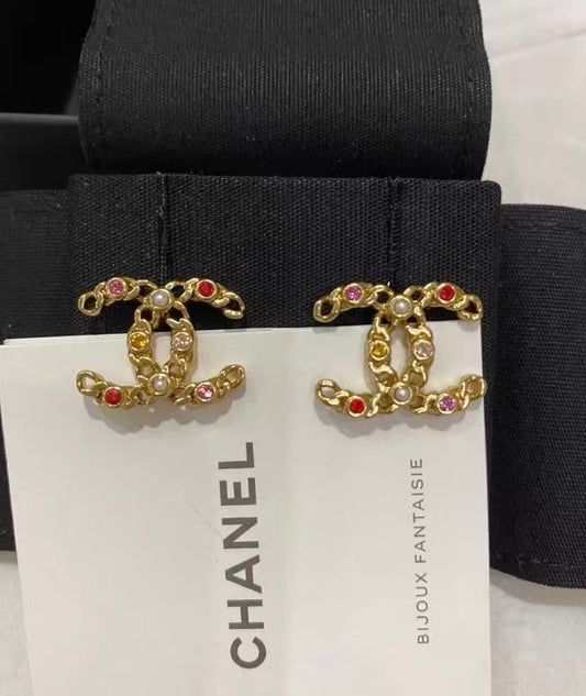 Chanel - Other - Gold-tone metal with multicolour crystal-like stones and pearl-like accents - Multicolour