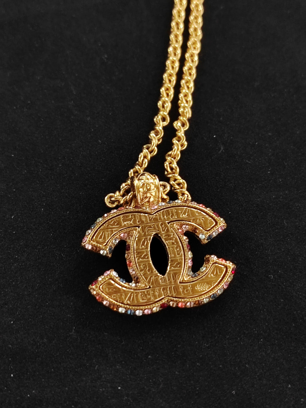 Chanel - Other - Gold-tone metal with multicoloured rhinestone embellishment. - Gold