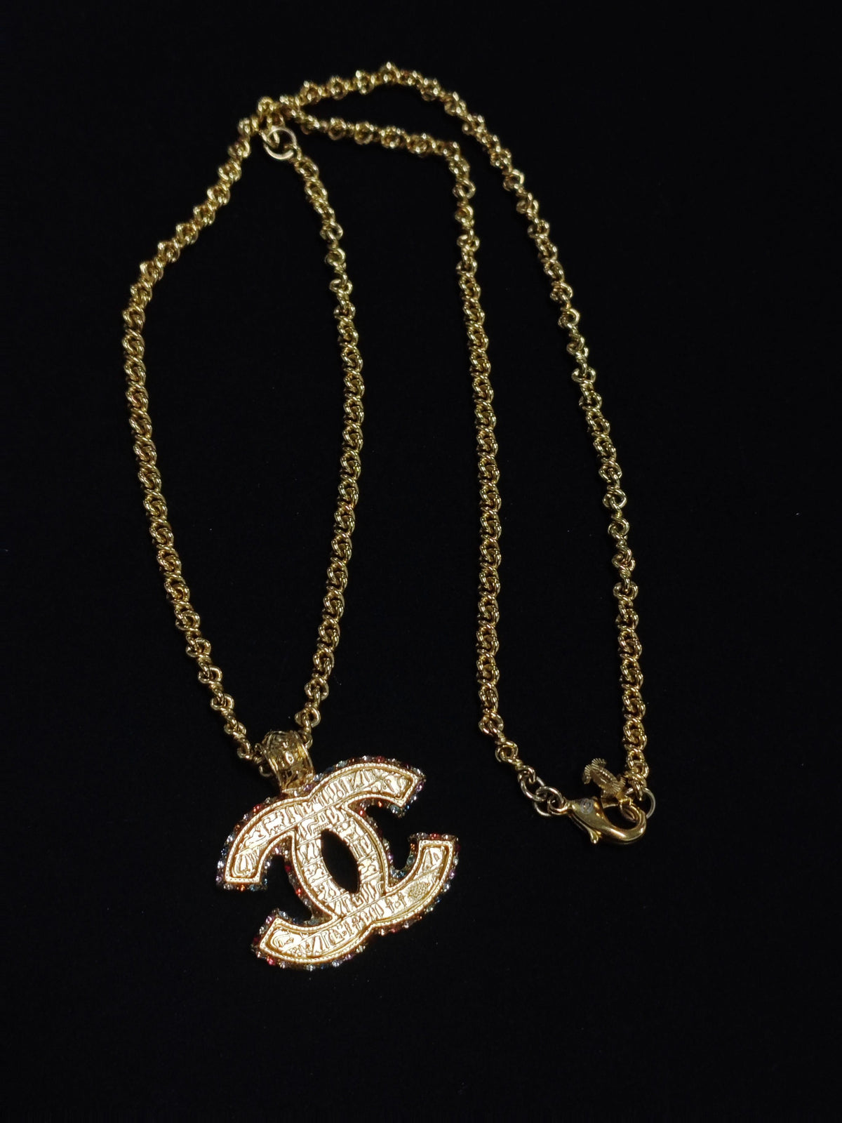 Chanel - Other - Gold-tone metal with multicoloured rhinestone embellishment. - Gold